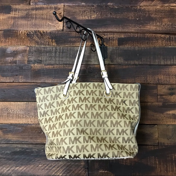 Michael Kors Leather Trim Fabric Tote Handbag - Picture 2 of 7